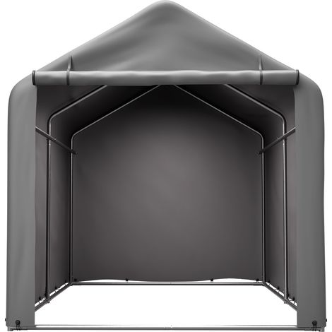 Abri de jardin gris 160x220x165 cm, porte roulante, structure acier noir – Idéal pour vélos et outils de jardin, parfait pour terrasse ou cour