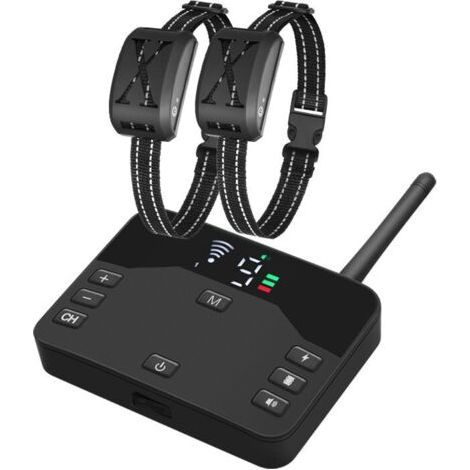 Clôture électrique sans fil 2 en 1 pour chien – Système de confinement étanche IP66 – Collier réglable 8-28 pouces – Portée jusqu'à 990 pieds