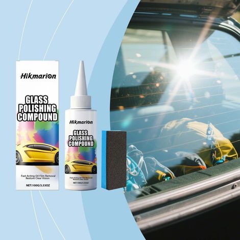 Glaspolierpaste entfernt Ölfilme von Glas, beseitigt Beschichtungen und sorgt für klare Sicht. Autopflege – 100 g + Schwamm -- DE (1/5)