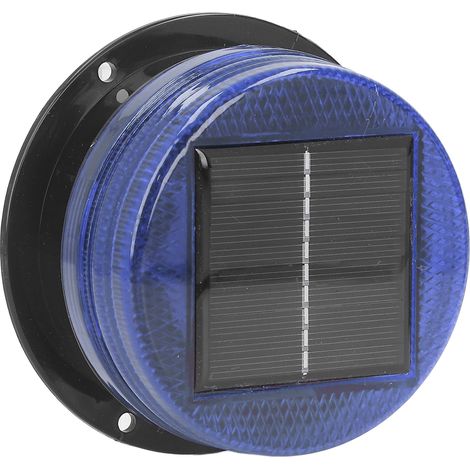 Lampe stroboscopique solaire de signalisation, 6 LED haute luminosité, étanche, pour la signalisation routière et de chantier, lumière bleue. (1/5)
