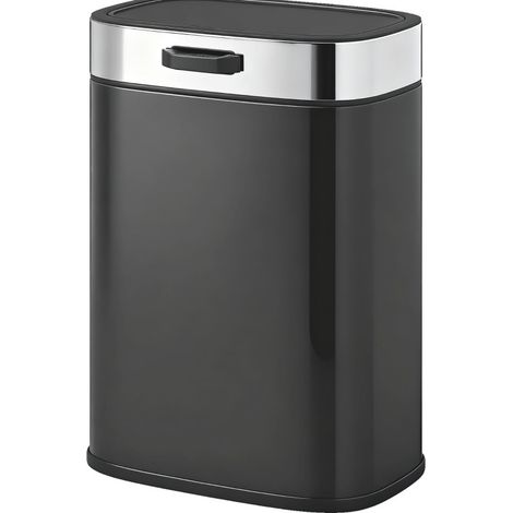 Poubelle de cuisine en acier inoxydable 5 L avec couvercle à maintien ouvert, fixation porte jusqu'à 2,5 cm, noir (1/5)