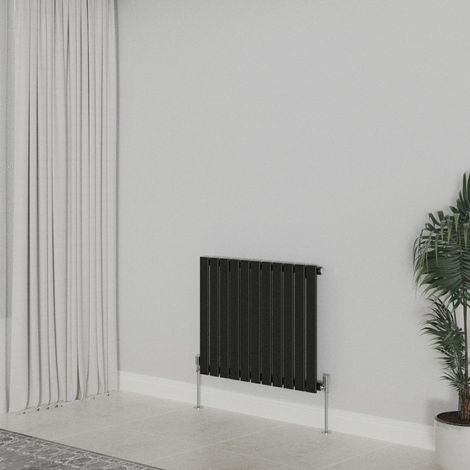 WarmeHaus Horizontal 600x748mm Flat Panel Radiator Black Single (1/5)