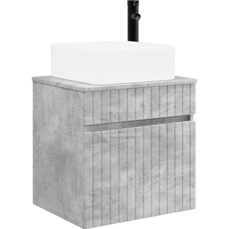 Vanidad de lavabo montada en la pared Gris Hormigón vidaXL