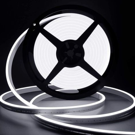 Ruban Led 10M, 24V 6000K Néon Blanc Dimmable Bande LED Lumineuse, IP65 Etanche Silicone Découpable Flexible Néon Lumière pour Chambre, Cuisine, Décoration (1/5)