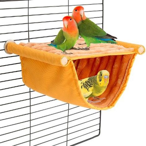 Jouet pour oiseau, Hamac pour oiseaux, accessoire pour cage à perroquet, set lavable, jaune (1/5)