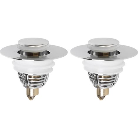 Set mit 2 Pop-up-Abflussstopfen – Durchmesser  3,2 cm – silber – Badezimmer – Waschbeckenablauf