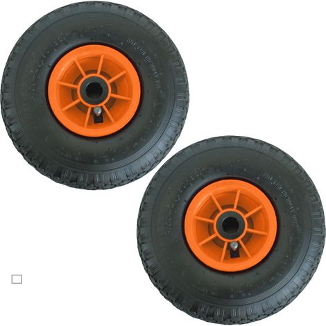 2x Sackkarrenrad Luftrad 260x85 3.00-4 Achlänge 75 mm 4PR Lagen mit Nadellager orange (1/4)