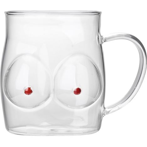 480 ml Kaffeebecher aus Borosilikatglas mit Henkel und doppelter Isolierung – Großes Fassungsvermögen für Kaffee, Milch, Saft und Smoothies – Transparent (1/5)