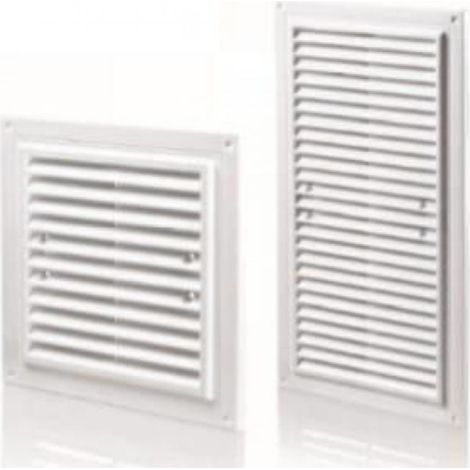 Rejilla de ventilación MWR de 175 x 175 mm con malla y soportes de montaje, color blanco MWR175X175