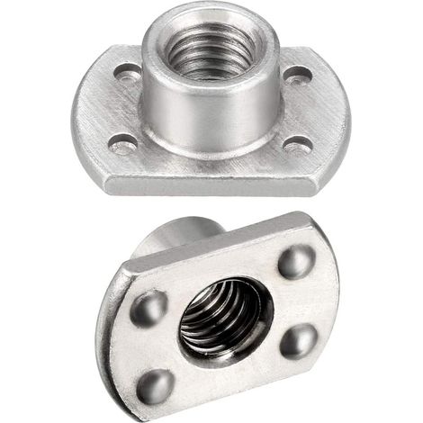sourcing map soudez Écrous M10 x 1.25 Languette Base UNC Carbone Acier Machine Vis 4 Projection Argent 10Pcs (1/3)