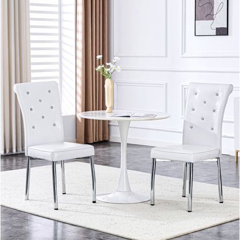 Sillas de comedor 61,5 x 42 x 101 cm de PVC blanco, set de 2 FloraGrace (1/5)