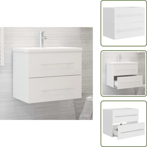 Armario de lavabo - vidaXL Mueble de lavabo madera de ingeniería blanco 60x38,5x48 cm - Madera contrachapada