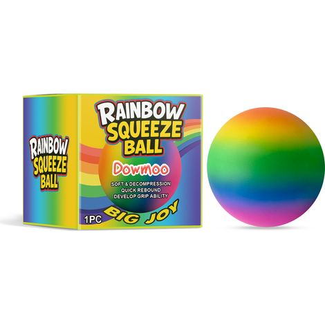Balle anti-stress arc-en-ciel Dowmoo, un jouet en caoutchouc souple à rebond lent et à action de compression douce, 1 pièce.