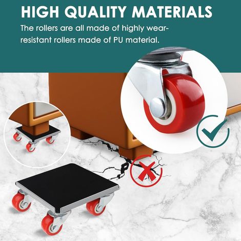 Carrello per mobili pesanti, sollevatore per mobili con 4 ruote girevoli a 360° per spostare mobili pesanti, capacità di carico di 600 kg (1/4)