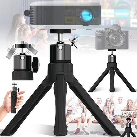 Mini-Projektorstativ – Verstellbarer Mini-Projektorständer mit 1/4-Zoll-Schrauben – 360° drehbarer Kugelkopf – 20 cm Höhe im zusammengeklappten Zustand. (1/4)
