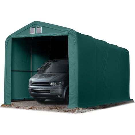 4x8m tente-garage de stockage, porte 3,5x3,5m, toile PVC d'env. 550 g/m²