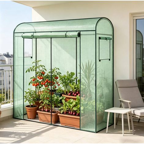 Serra da giardino 170 x 68 x 200 cm in acciaio e PE verde HAVRYA (1/4)