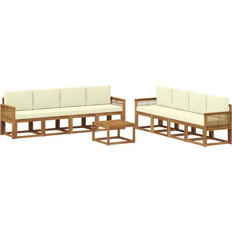 Outdoor Sofa Set 9 pcs Natural and Cream Polyester vidaXL (1/5)