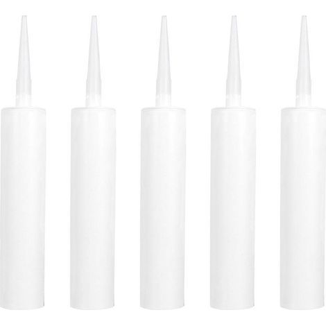 Lot de 5 tubes de mastic vides en plastique, rechargeables, pour la maison-23.00X4.80X4.80CM-White (1/3)