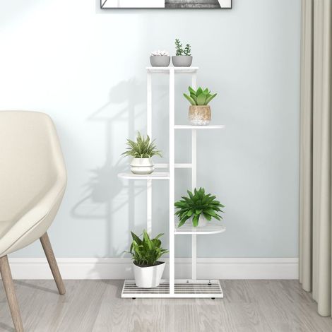 Support pour plantes - Etagères à fleurs - 5 niveaux 43x22x98 cm Blanc Métal Chic-836953 (1/5)