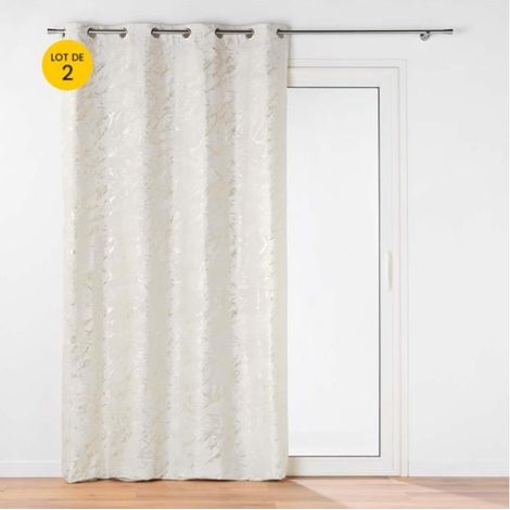 Lot de 2 Rideaux a oeillets 140 x 260 cm velours imprimé métallisé Marius (1/5)