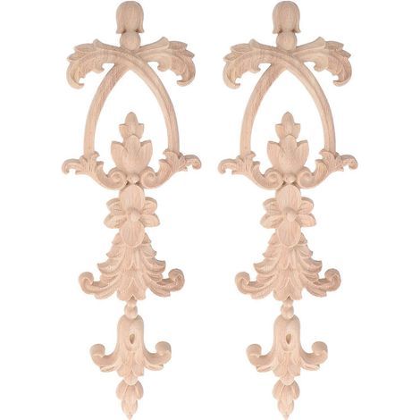 Set aus 2 dekorativen, geschnitzten Holzwandleuchten für Möbel, Schränke und Regale. – 31,50 x 10,00 x 1,00 cm (1/3)