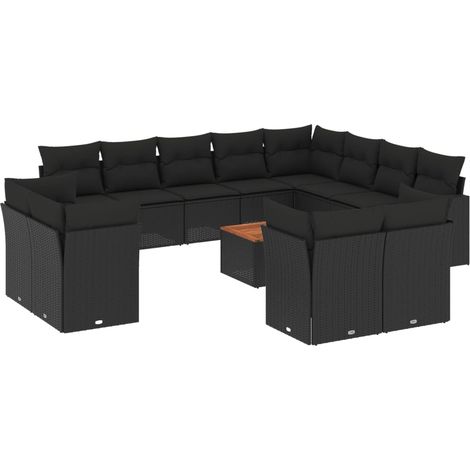 Maison Exclusive - 13-tlg. Garten-Sofagarnitur mit Kissen Schwarz