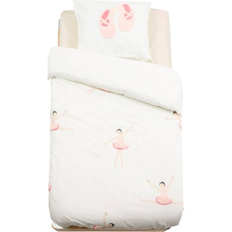 Tufy 140x200 cm Juego de cama blanco con estampado de bailarina - Atmosphera créateur d'intérieur