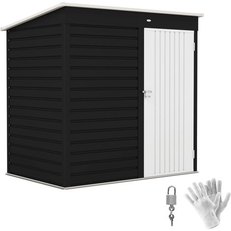 Outsunny 6 x 4ft Metal Garden Shed with Lockable Door and Gloves, Dark Grey (1/5)