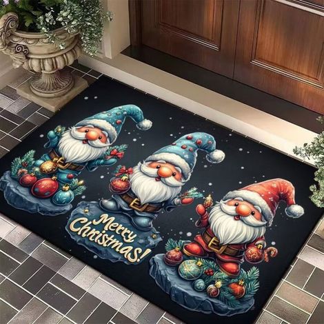 Tapis de Noël, 120x160cm rouge avec Père Noël et flocon de neige pour salon ou chambre à coucher,Style I (1/5)