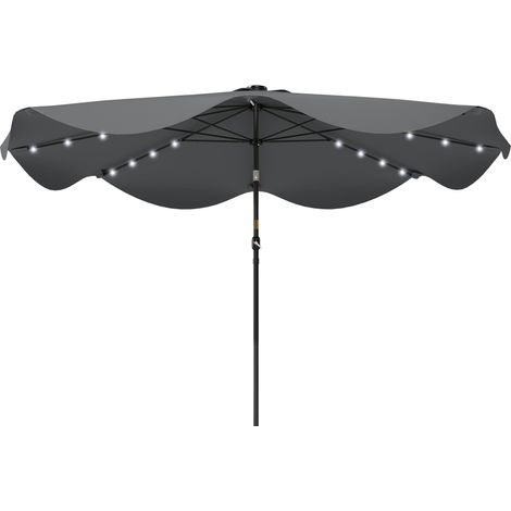 Lampe solaire LED jardin Ø292x254 cm 32 lampes 8 abat-jour étanches grilles ventilation grises