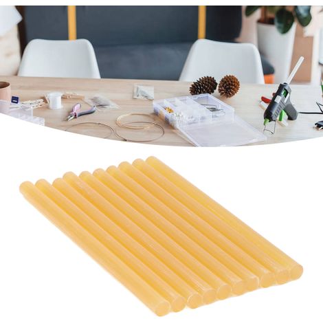 10 Bâtons de Colle à Chaud 11x200mm, Adhésion Puissante pour Pistolets à Colle 60W et Plus, Jaune