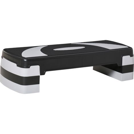 Stepper aérobique réglable 3 niveaux noir gris 80x31x20cm