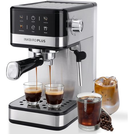 Machine à café espresso INKBIRD – Cappuccino & Latte Cafetière, Machine à Café Chaudière 1350W, Acier Inoxydable, Écran Tactile (1/5)