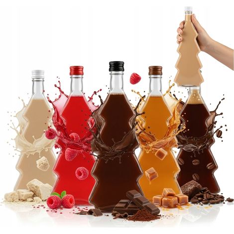 10 bouteilles en verre SAPIN DE NOËL 500 ml pour liqueur, teinture, vin, cadeau de Noël 0,5 (1/5)