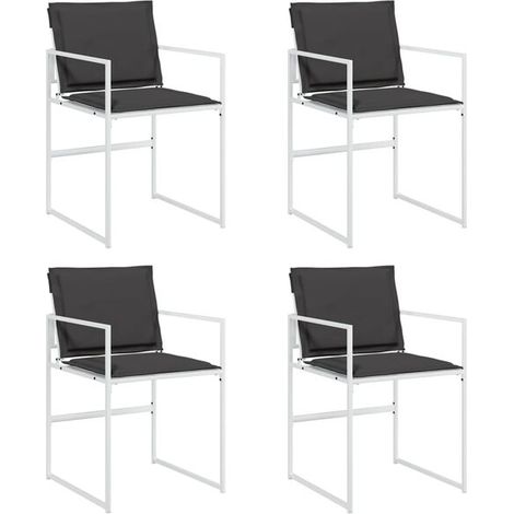 Ensemble de 4 Chaises de Jardin Extérieur avec Coussins, Structure en Acier Blanc et Tissu Textilène (1/5)