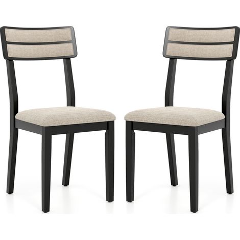 Lot de 2 Chaises de Salle à Manger, Chaises de Cuisine Rembourrées avec Dossier Haut, Pieds en Bois de Caoutchouc, Sans Accoudoirs, Charge 180 KG (1/5)