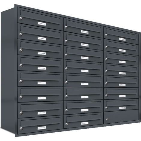 23er Briefkasten Anlage Unterputz Montage RAL 7016 Anthrazit (1/5)