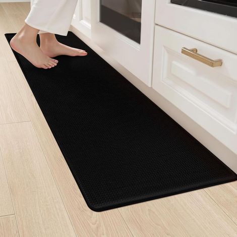 1 Tapis Cuisine, Antidérapant, Imperméable, PVC, 44x150cm, Noir, Pour Evier Couloir Buanderie (1/5)