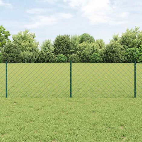 Chainlink Fence with Post 10 x 0.6 m PVC-Coated Steel Green vidaXL (1/5)