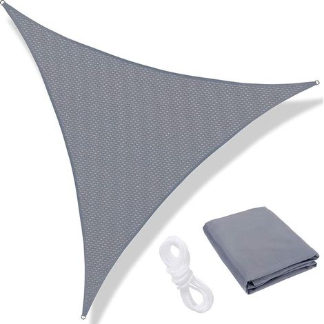 Voile d'ombrage triangulaire 3,6 x 3,6 m, imperméable, protection UV, respirante, coupe-vent, pour pergola, terrasse et jardin (1/4)