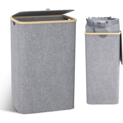 100L Panier a Linge avec Couvercle Corbeille a Linge avec Poignées Panier Linge Sale, Bac a Linge Laundry Basket Pliable Grand Pliable avec Sac Intérieur (1/5)