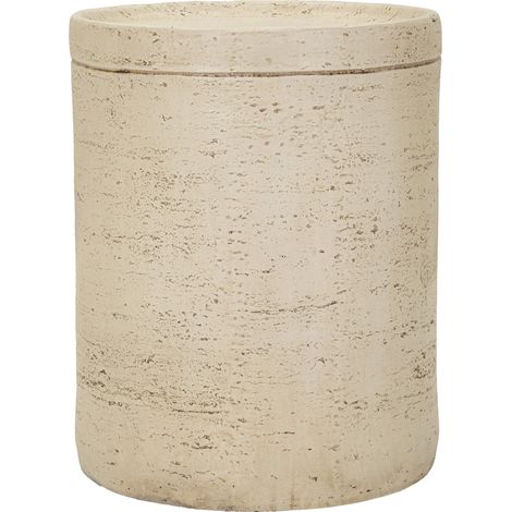 Couchtisch Gaka, geeignet für Innen/Außen, runde Form, Tischplatte weiß, 42x51x42h cm, Marmorweiß