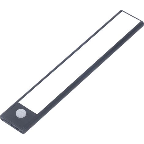 Bande lumineuse à détecteur de mouvement avec 39 LED, fixation magnétique et chargement USB, noire.