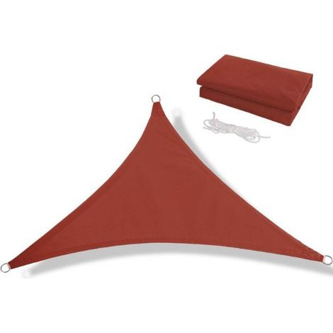 Voile d\'ombrage triangulaire 3.6X3.6X3.6m-crème solaire étanche 300D voile d\'ombrage jardin piscine auvent extérieur rouille rouge (1/5)