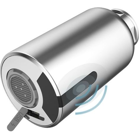 Robinet de cuisine automatique sans contact avec capteur infrarouge et chargeur USB, doté d'un chargeur intelligent et d'un système d'économie d'eau. Adaptateur pour capteur infrarouge. (1/5)