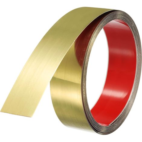 Moulures décoratives autocollantes en acier inoxydable - Barre métallique flexible autocollante pour mur, armoire, bord de carrelage, cheminée, bord de miroir et décoration de bricolage (miroir titane (1/5)