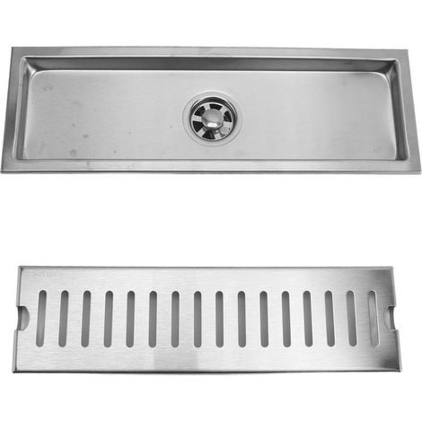 Caniveau de douche rectangulaire linéaire de 30 cm (12 pouces) en acier inoxydable 304 antirouille et anti-odeurs pour salle de bain, idéal pour la maison et l'hôtel. (1/5)