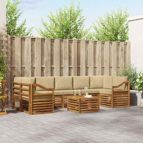 Outdoor-Sofagarnitur 8 pcs Natur und Beige Massivholz Akazie (1/5)