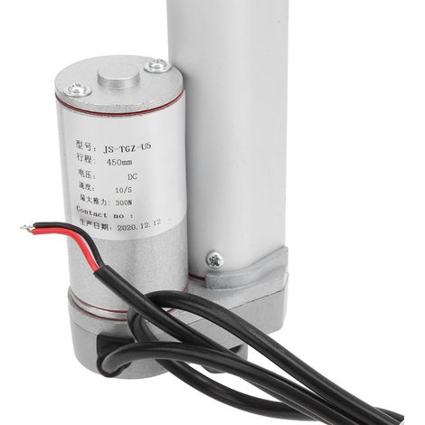 Actionneur linéaire électrique de qualité industrielle, 300 N, course de 450 mm, JS-IGZ-U5, faible bruit, avec manuel d'instructions en anglais, 12 V CC sans support. (1/5)